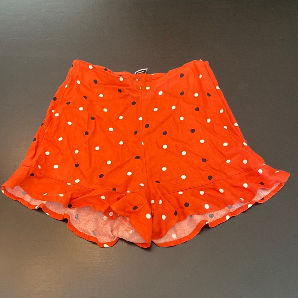 Polka Dot Ruffle Trim Shorts